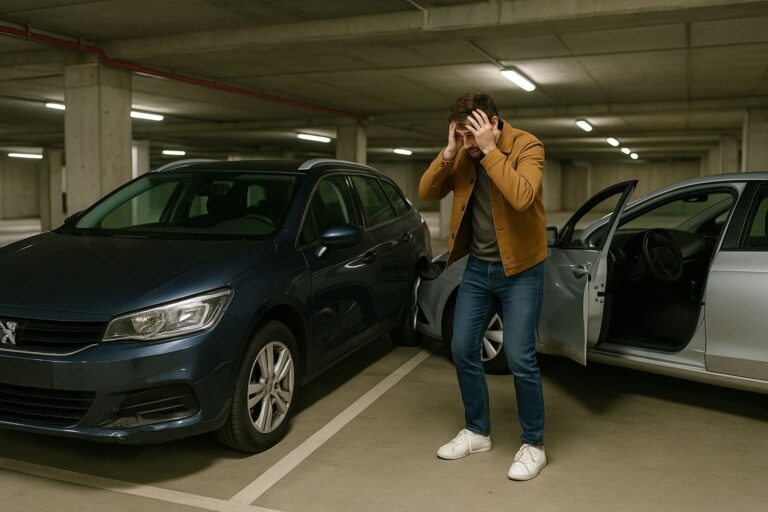 Accident de voiture dans un parking privé