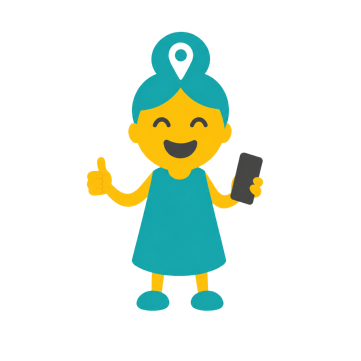 Tata contente avec son smartphone